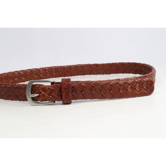 Brown Braided Leather Belt Woven Buckle Casual Men's Dress Belt Size 36 / 90 - Picture 7 of 11
